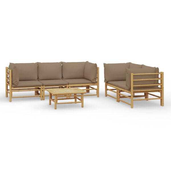 vidaXL Garden Lounge Set Taupe Bamboo 6-piece set Modular