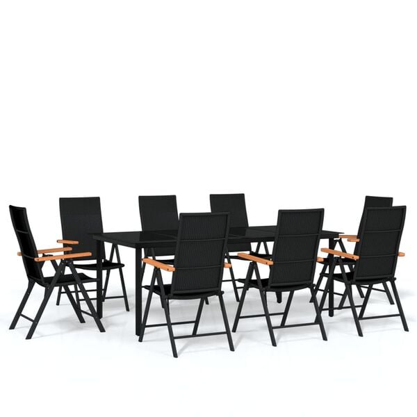 vidaXL Garden Dining Set Black