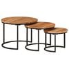 vidaXL Nesting Table Set of 3 Natural wood and black