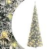 vidaXL Artificial Christmas Tree Green and white PVC, metal 59 in