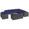 vidaXL Garden Lounge Set Grey PE rattan, powder-coated steel, plastic, glass