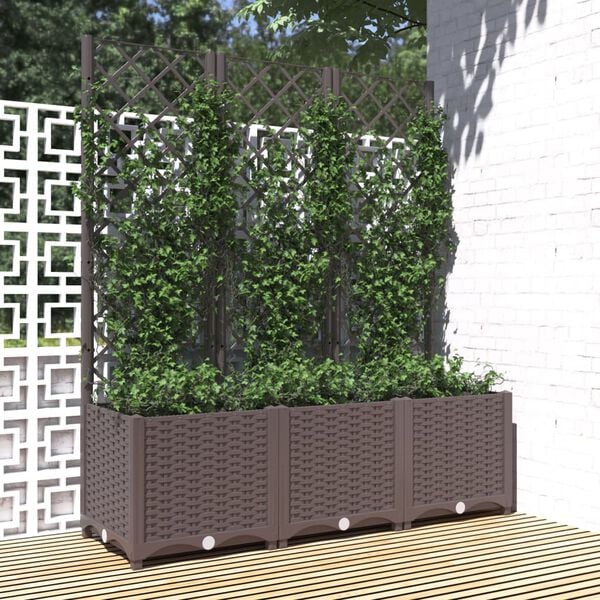 vidaXL Garden Planter Brown Polypropylene 47.2 x 15.7 x 53.5 in Planters