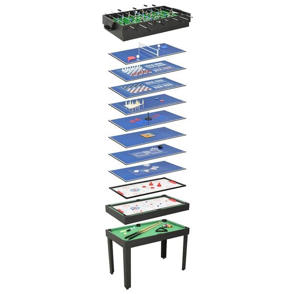 vidaXL 15-in-1 Multi Game Table 47.6x24.0x32.3" Black