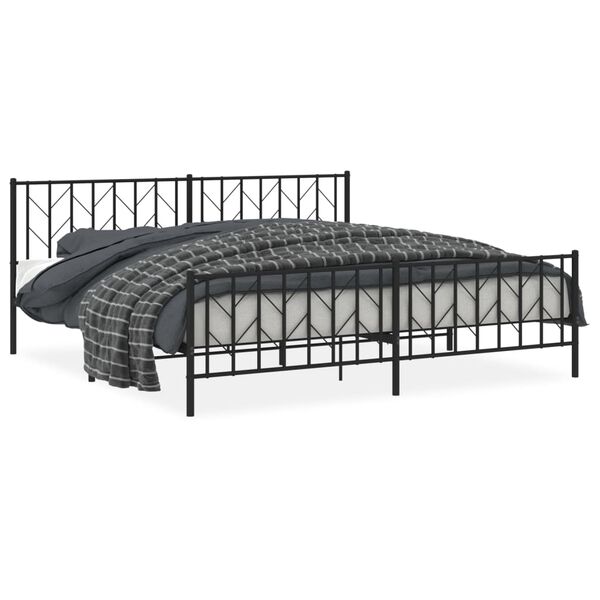vidaXL Bed Frame Black Powder-Coated Steel 78.7 x 78.7 in Bed Frame
