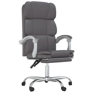 vidaXL Reclining Office Chair Gray Faux leather Adjustable