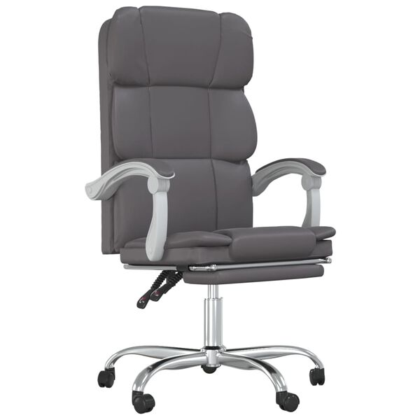 vidaXL Reclining Office Chair Gray Faux leather Adjustable