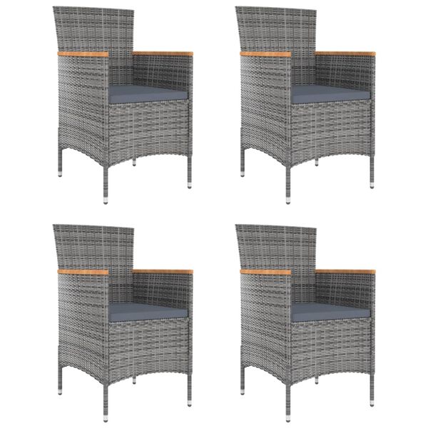 vidaXL Garden Dining Chair Set of 4 Grey