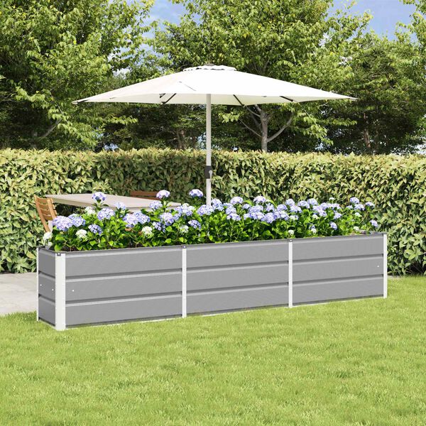 vidaXL Planter Light Grey 94.49 x 15.75 x 17.72 in Steel