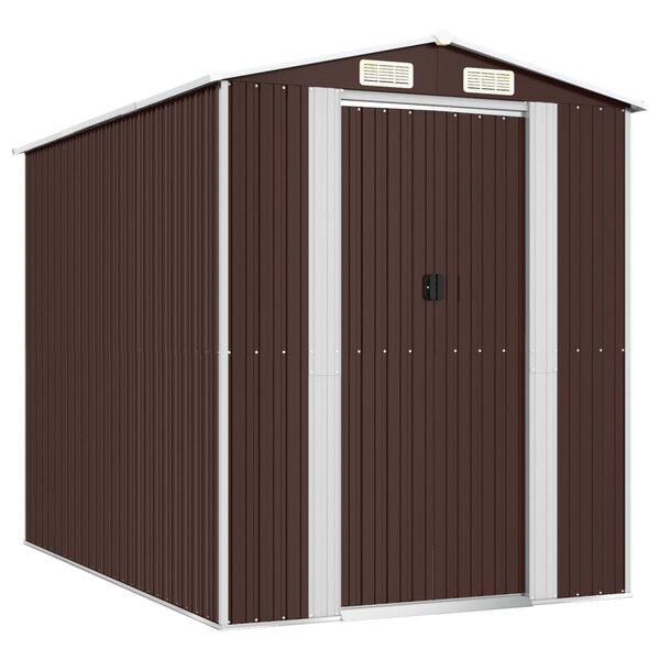 vidaXL Garden Shed Dark Brown Galvanized Steel Large Garden Shed