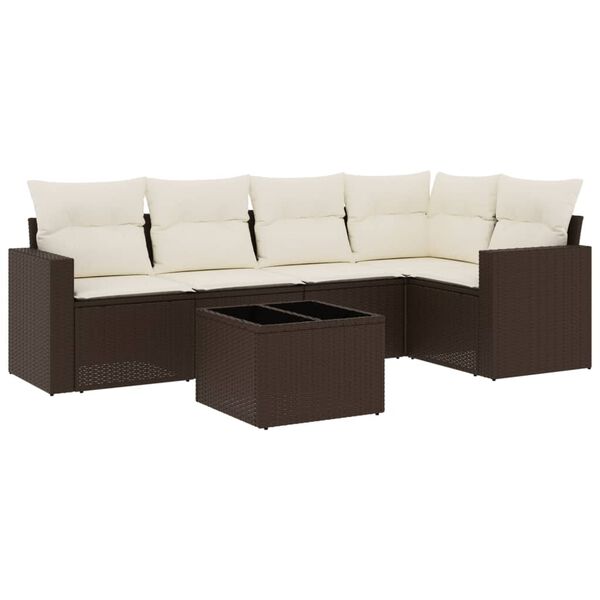 vidaXL Garden Sofa Set Brown PE Rattan Medium Adjustable Feet