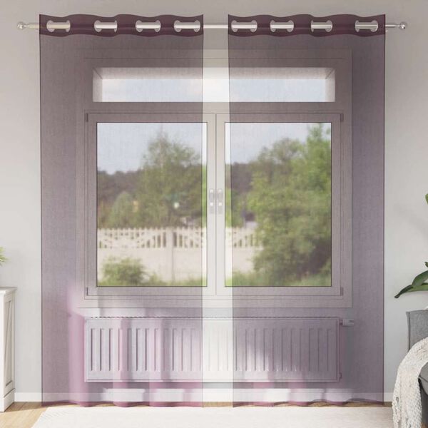 vidaXL Voile Curtains with Grommets 2 pcs Purple 55.1x96.5"