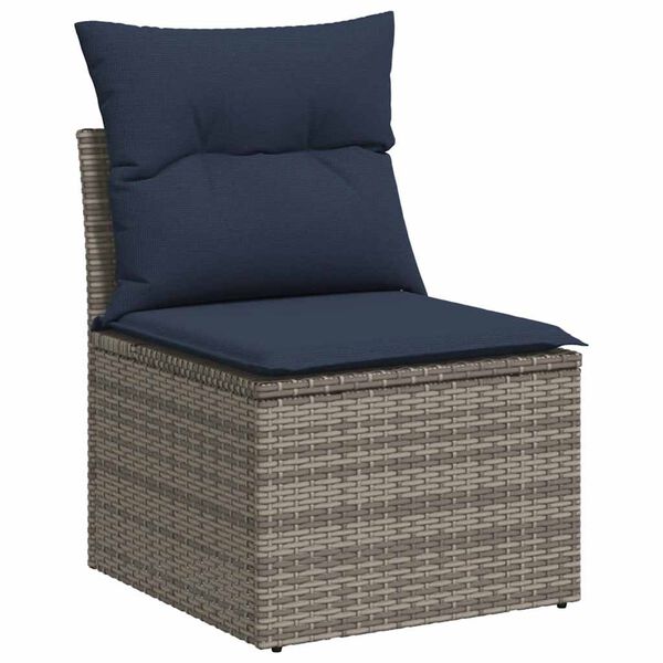 vidaXL 6 Piece Patio Sofa Set with Cushions Gray Poly Rattan Acacia