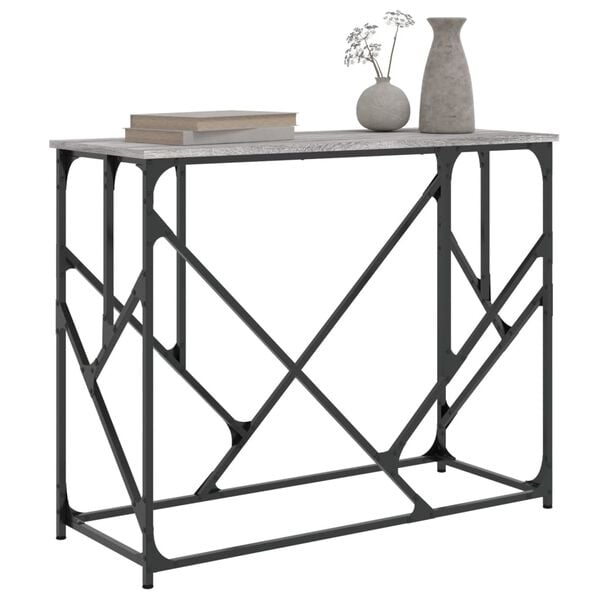 vidaXL Console Table Grey Sonoma Engineered Wood, Metal Medium