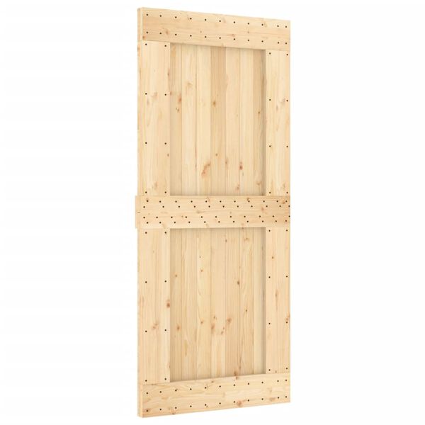 vidaXL Sliding Door with Hardware Set 35.4x82.7" Solid Wood Pine