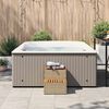 vidaXL Hot Tub Step Beige PE Rattan, Powder-Coated Steel, Solid Acacia Wood