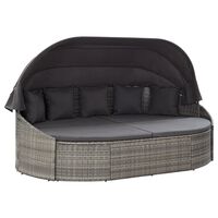 vidaXL Patio Lounge Bed with Canopy Poly Rattan Gray