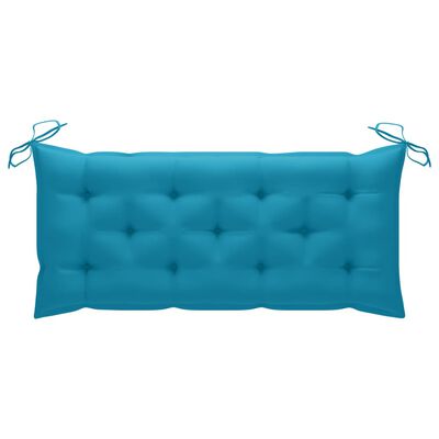 vidaXL Swing Bench with Light Blue Cushion 47.2" Solid Wood Teak