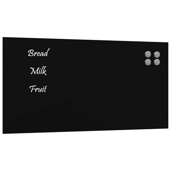 vidaXL Wall-mounted Magnetic Board Black 31.5"x15.7" Tempered Glass