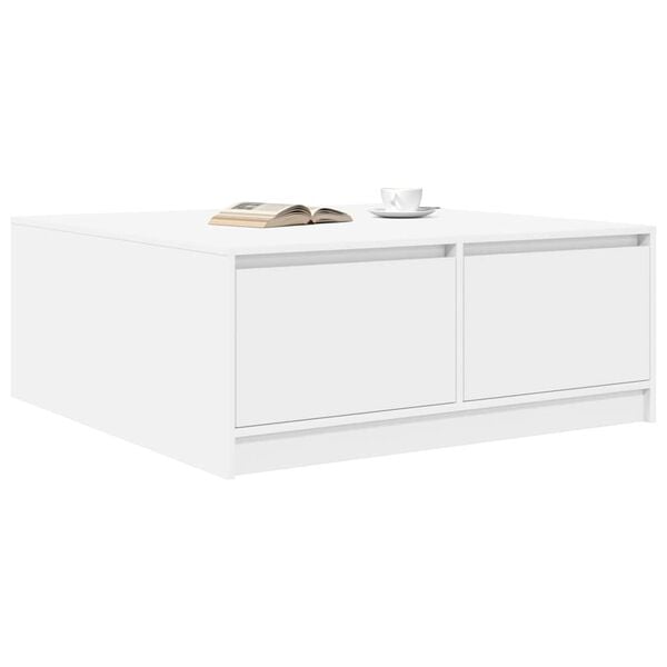 vidaXL Coffee Table White Engineered wood 39.4in x 39.4in x 15.7in