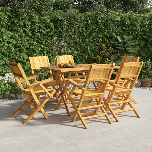 vidaXL Folding Garden Chair Set of 6 Teak Solid Teak Wood Standard