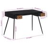 vidaXL Desk Black, Natural Wood Solid Reclaimed Teak, Iron