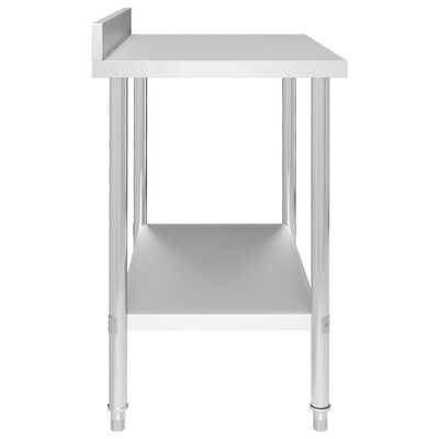 vidaXL Kitchen Work Table with Backsplash 39.4"x23.6"x36.6" Stainless Steel