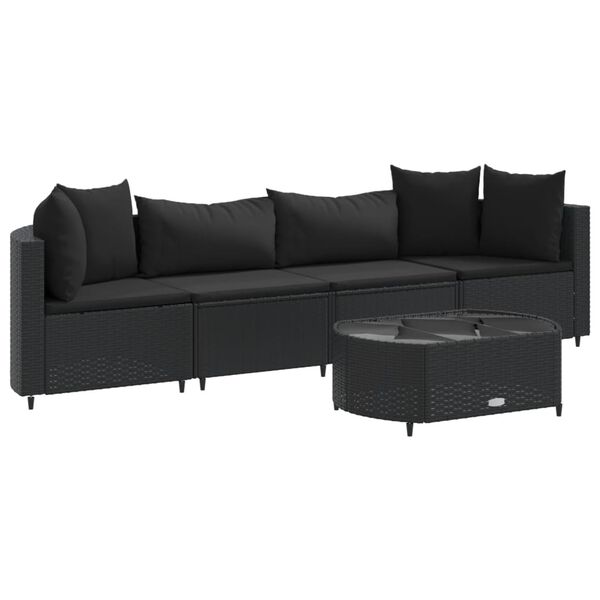 vidaXL Patio Sofa Set Set of 4 Black PE rattan Medium Modular