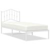 vidaXL Bed Frame White Powder-Coated Steel Twin Bed Frame Rectangular