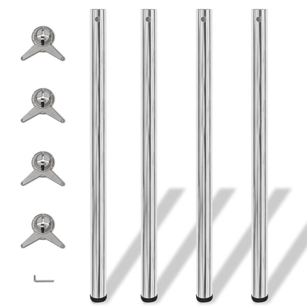 vidaXL Table Leg Set of 4 Chrome Iron Height: 43.3 in Adjustable Feet