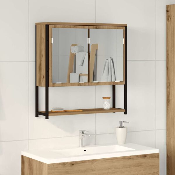 vidaXL Bathroom Mirror Cabinet with Shelf artisan oak 60 x 16 x 60 cm