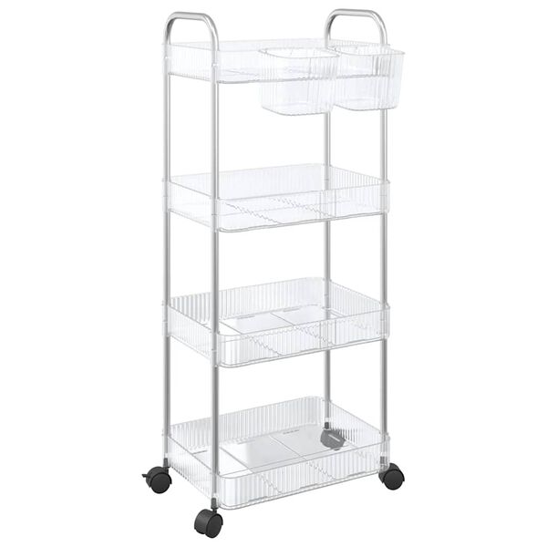 vidaXL Storage Trolley 4-Tier Transparent 14.6x11.0x37.4" Acrylic