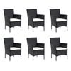 vidaXL Dining Set Black PE Rattan, Steel, Glass, Aluminum 7 Piece Set