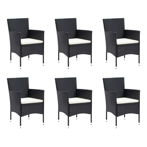 vidaXL Dining Set Black PE Rattan, Steel, Glass, Aluminum 7 Piece Set