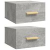 vidaXL Wall-mounted Bedside Cabinet Set of 2 Concrete Grey Engineered wood