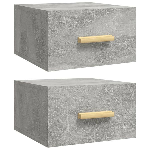 vidaXL Wall-mounted Bedside Cabinet Set of 2 Concrete Grey Engineered wood