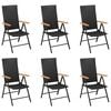 vidaXL Dining Set Black and Brown WPC, Aluminum, PE Rattan 7 Piece Set