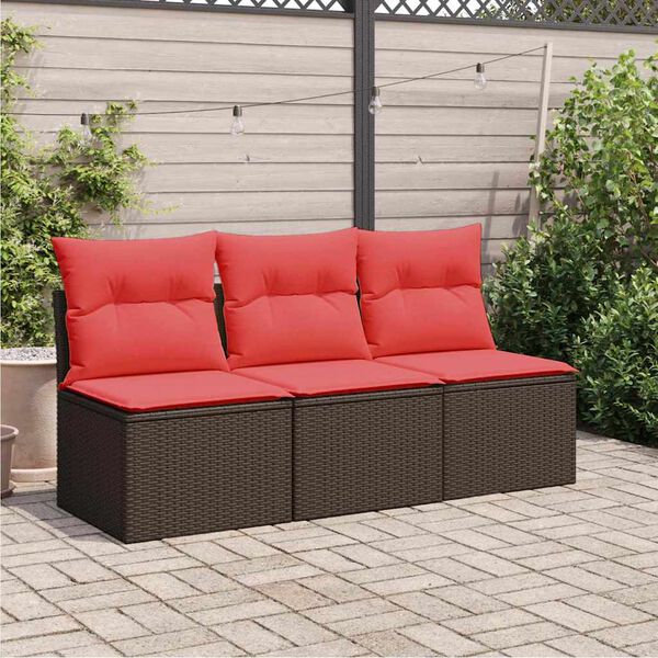 vidaXL Garden Sofa with Cushion 7 pcs Brown Poly rattan