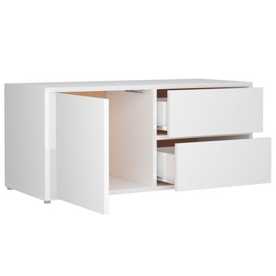 vidaXL TV Stand High Gloss White 31.5"x13.4"x14.2" Engineered Wood