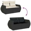 vidaXL Garden Sofa Set Black PE rattan Large Adjustable Feet