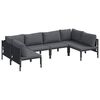 vidaXL Garden Sofa Set with Cushion 6 pcs Black Steel