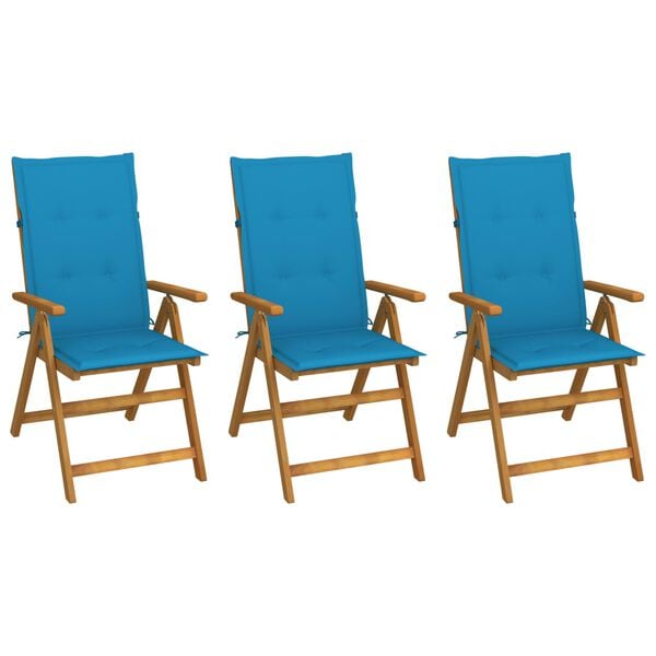 vidaXL Garden Chair Set of 3 Brown Solid Acacia Wood Standard