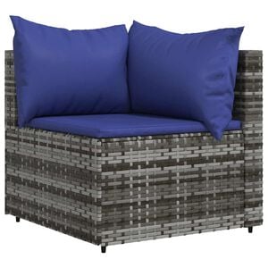 vidaXL Patio Corner Sofa Gray PE rattan, powder-coated steel, polyester