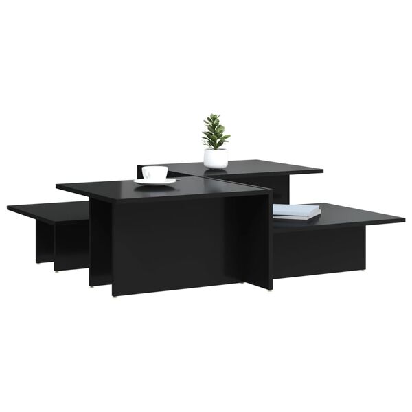 vidaXL Coffee Table Set of 2 High gloss black Engineered wood
