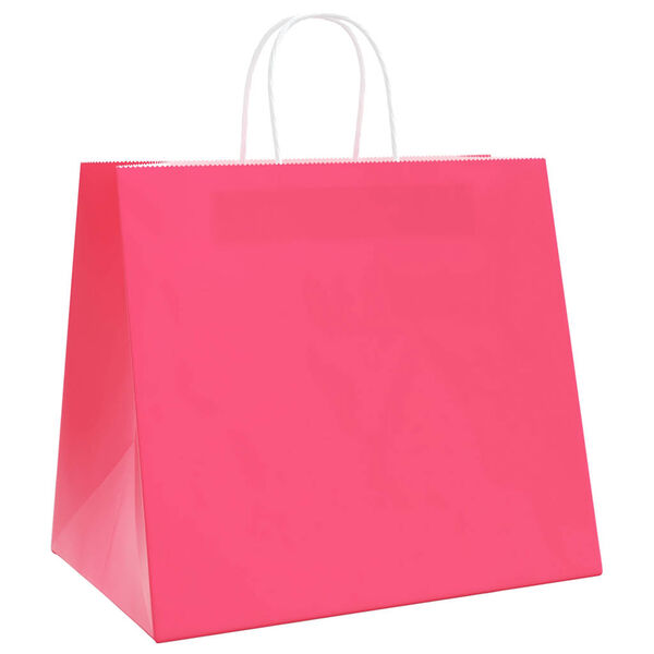 vidaXL Paper Bags 50 pcs with Handles Pink 32x22x28 cm