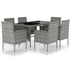 vidaXL Garden Dining Set Anthracite, Grey PE rattan, Steel, Glass, Polyester