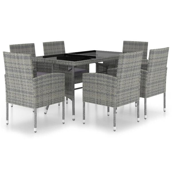 vidaXL Garden Dining Set Anthracite, Grey PE rattan, Steel, Glass, Polyester