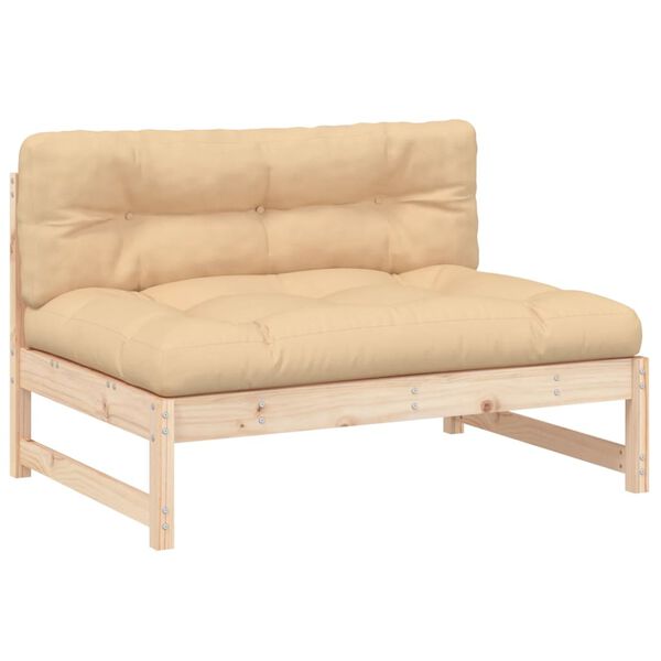 vidaXL Middle Sofa Natural Wood, Beige