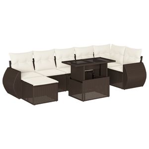 vidaXL Garden Sofa Set Brown Poly Rattan Large UV-resistant materials