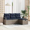 vidaXL Sofa Set with Cushion Manual 4 pcs Grey and Navy Poly Rattan