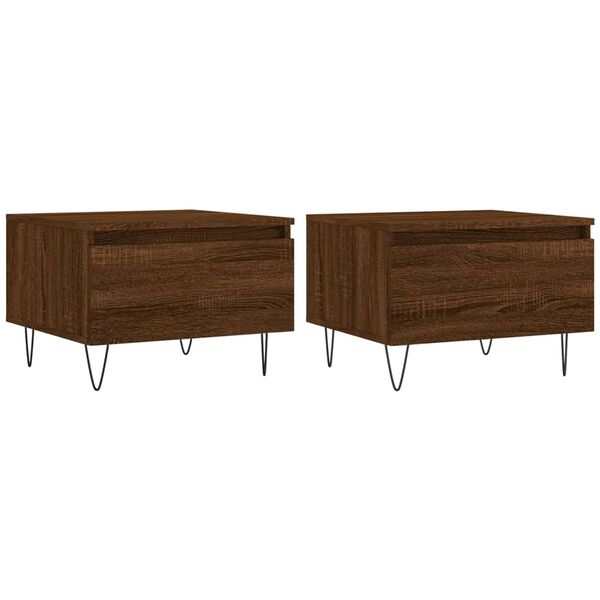 vidaXL Coffee Table Set of 2 Brown Oak Engineered Wood, Metal Medium